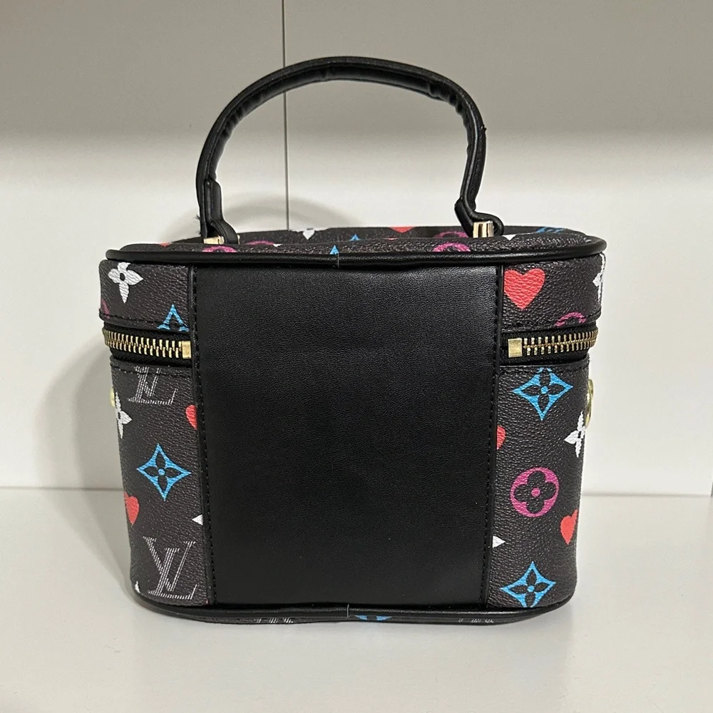 Black Multicolor Flowers Cosmetic Bag - Picture 8 of 16